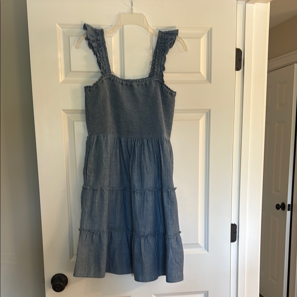 J. Crew Blue Sleeveless Tiered Sundress--Size Medium